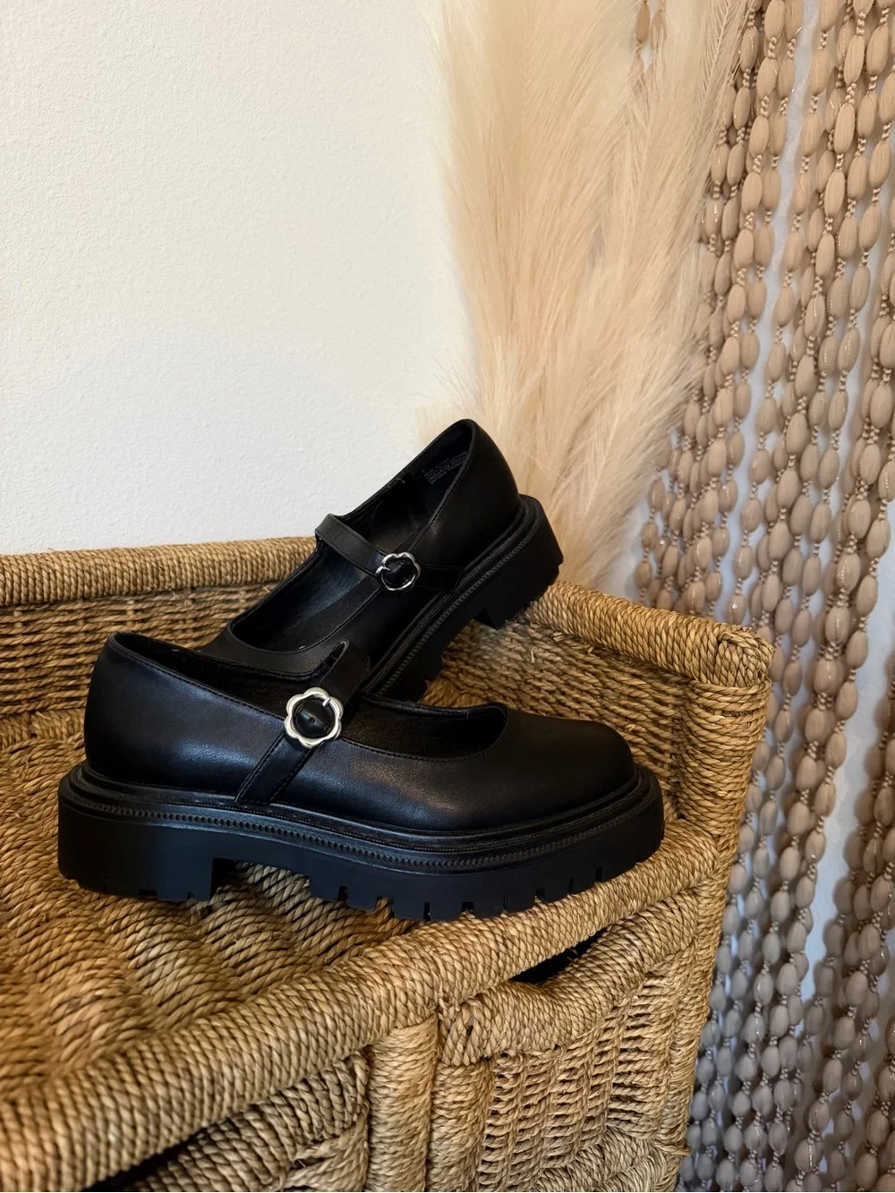 Women’s Black Mary Jane Flats Round Toe Faux Leather Buckle Strap American Eagle